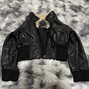 Yoki Black and Cream Girls Collection Jacket
